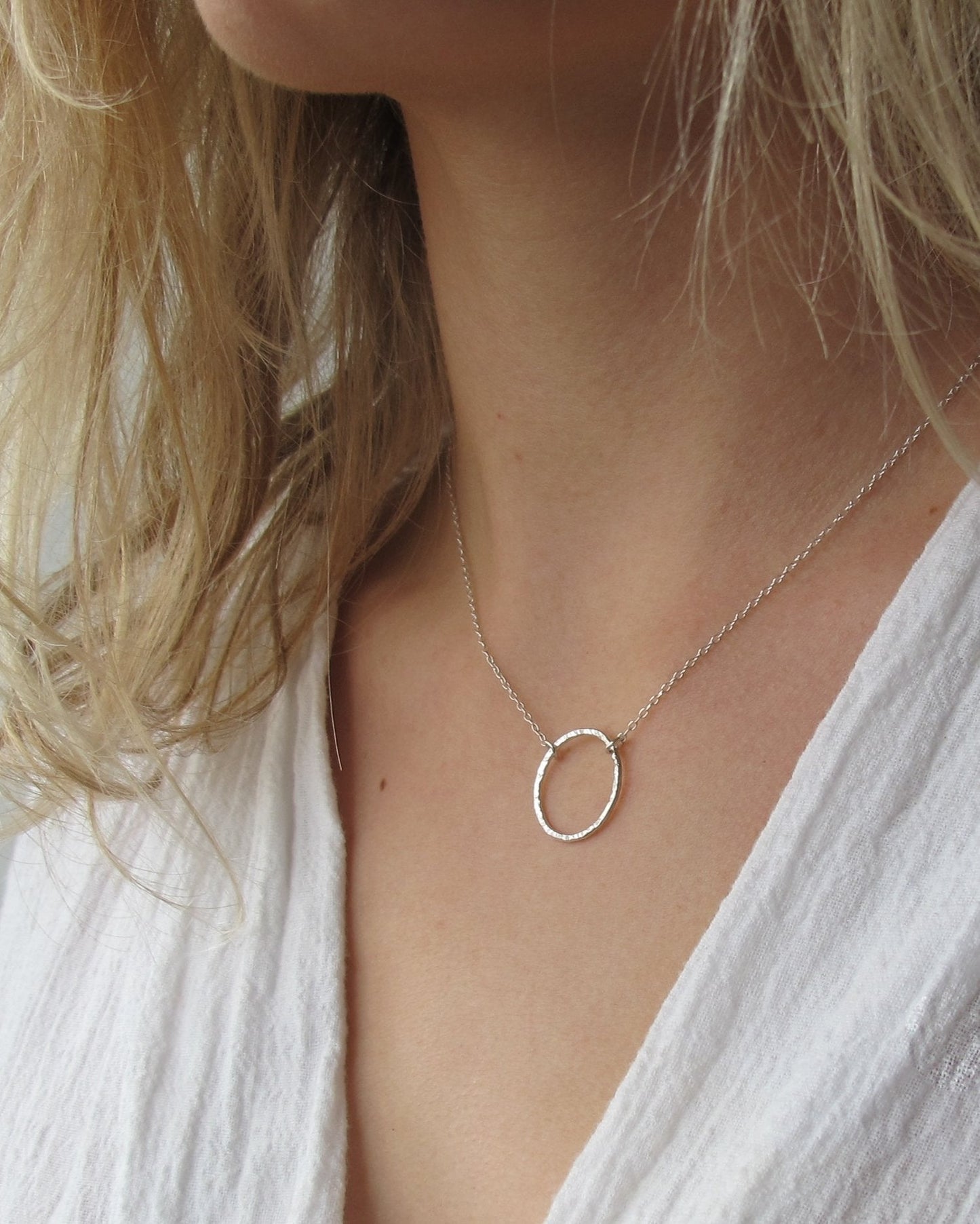 Collier en argent recyclé - textured circle