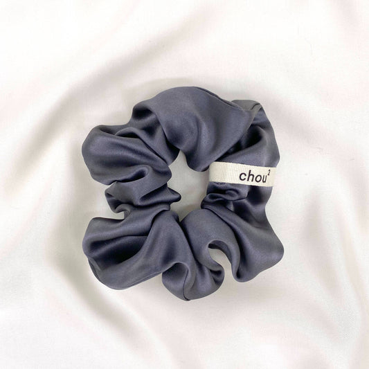 Chouchou soie upcyclée gris anthracite
