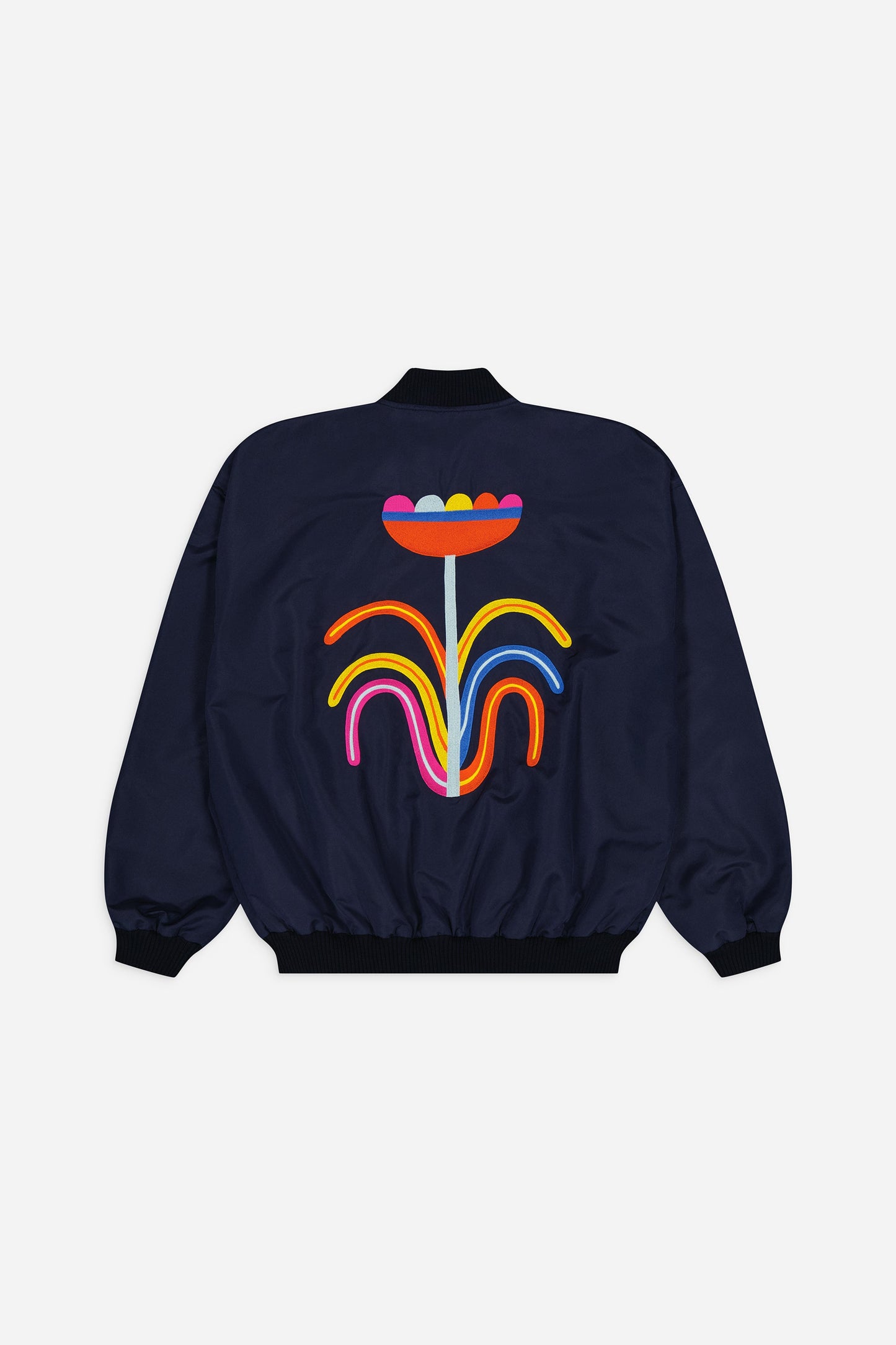 Veste bomber brodée en matière recyclée | bleu "tulbend navy"