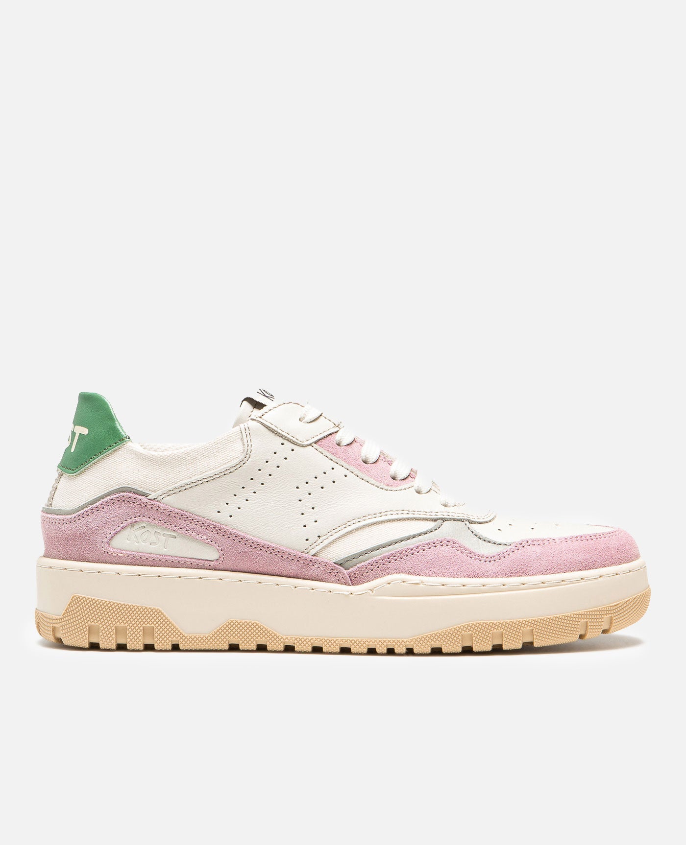 Baskets en cuir européen certifié | rose "jayden écru rose"