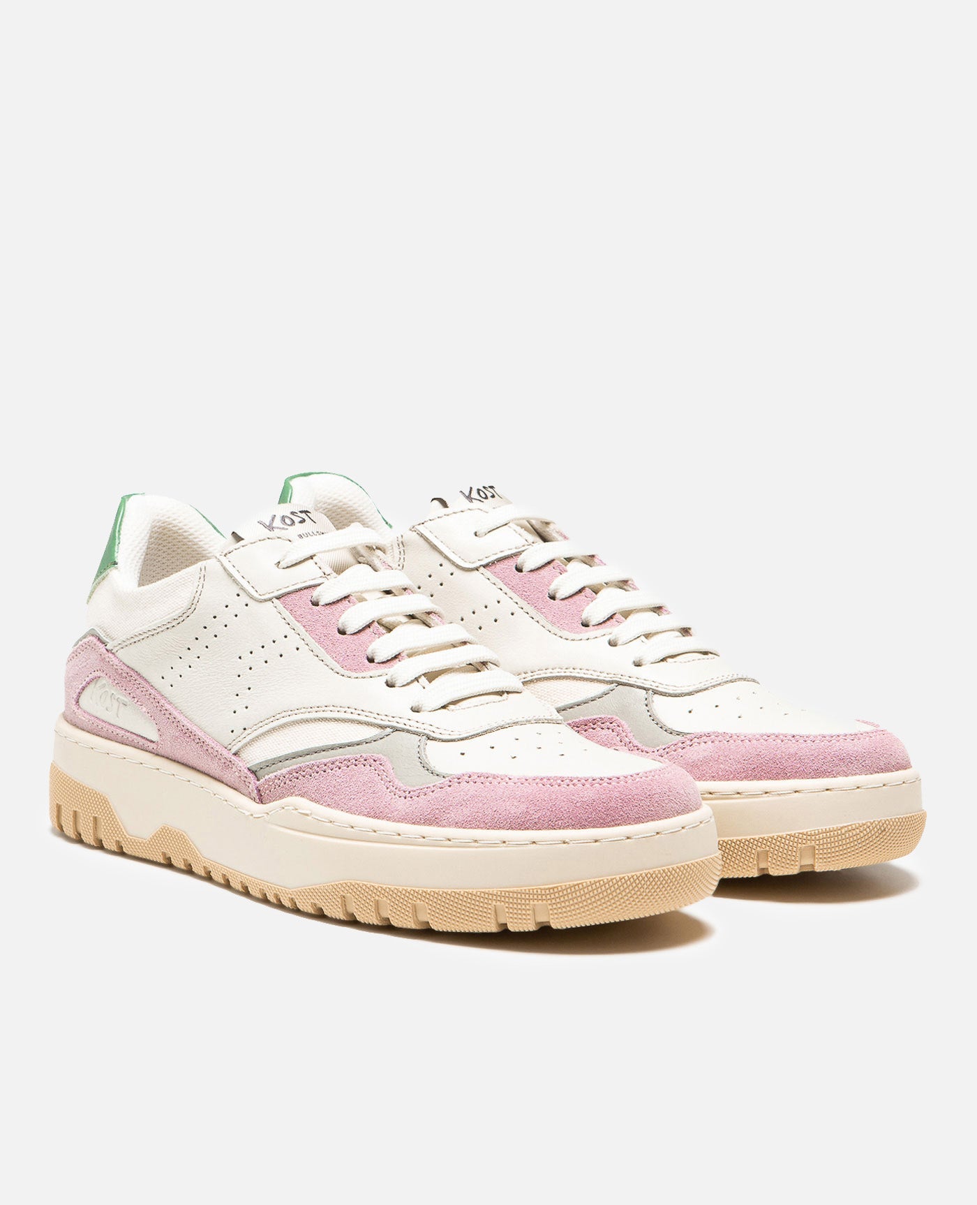 Baskets en cuir européen certifié | rose "jayden écru rose"