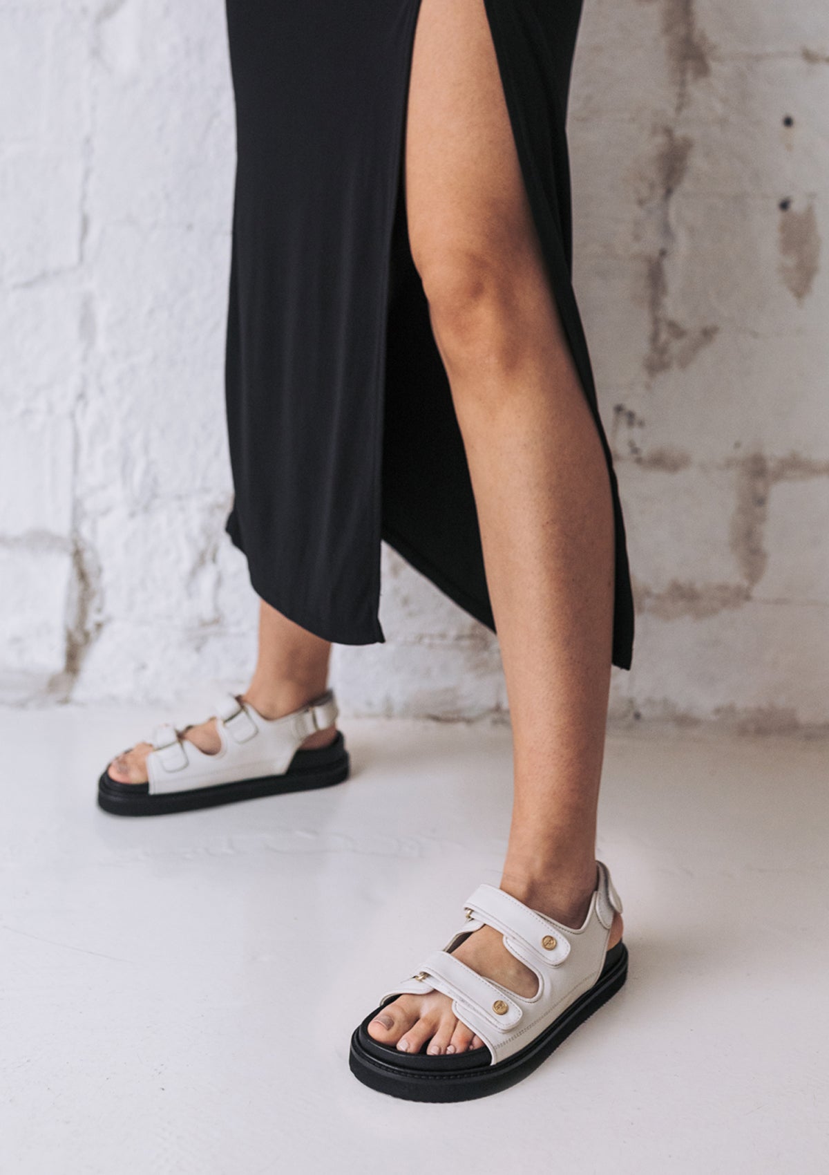 Sandales écrues en cuir vegan - ivory