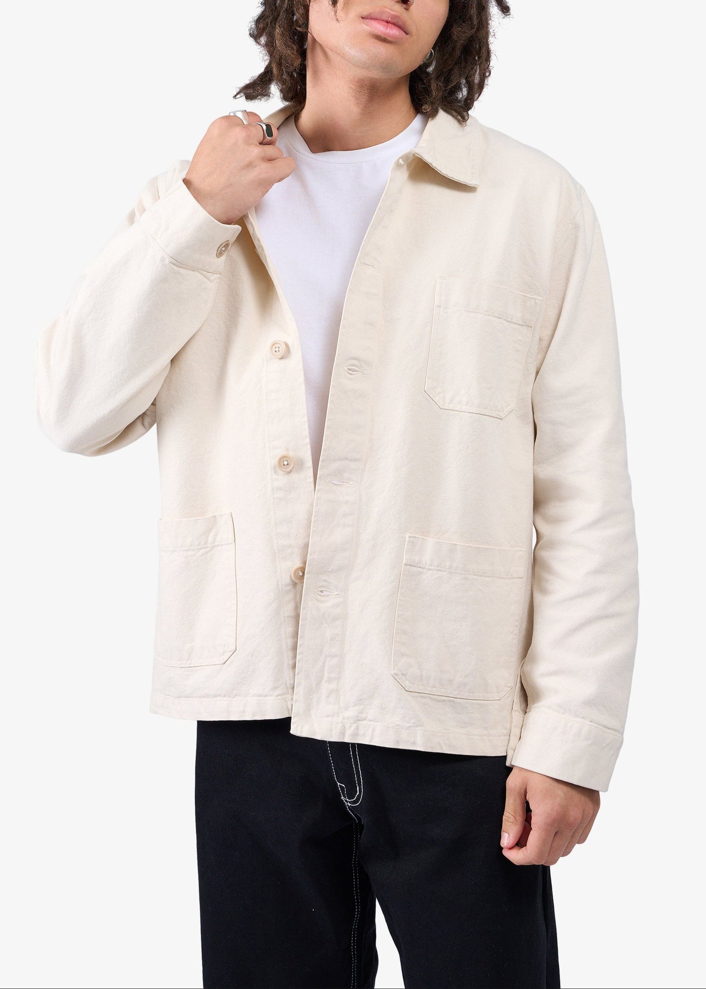Veste en coton biologique | écru "organic workwear jacket - ivory white"