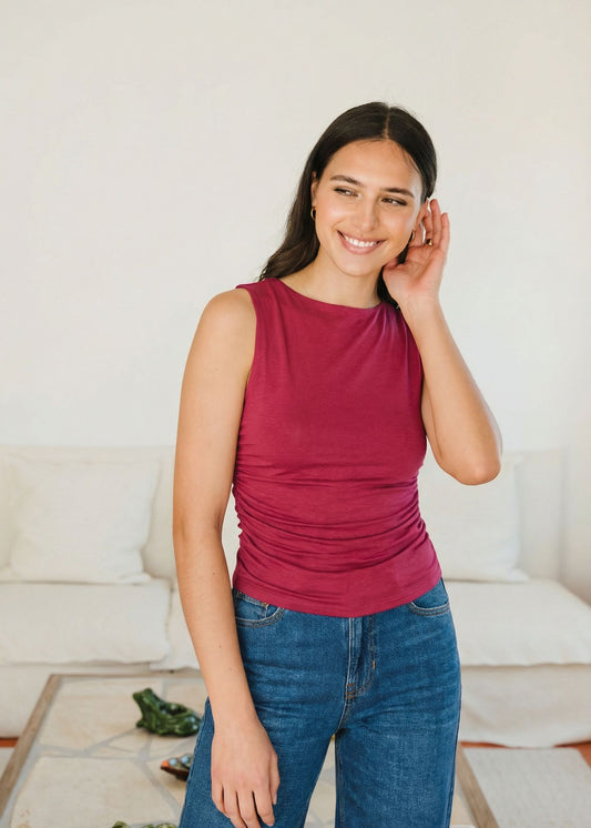 Top Marsha en lyocell et coton bio | framboise | Framboise