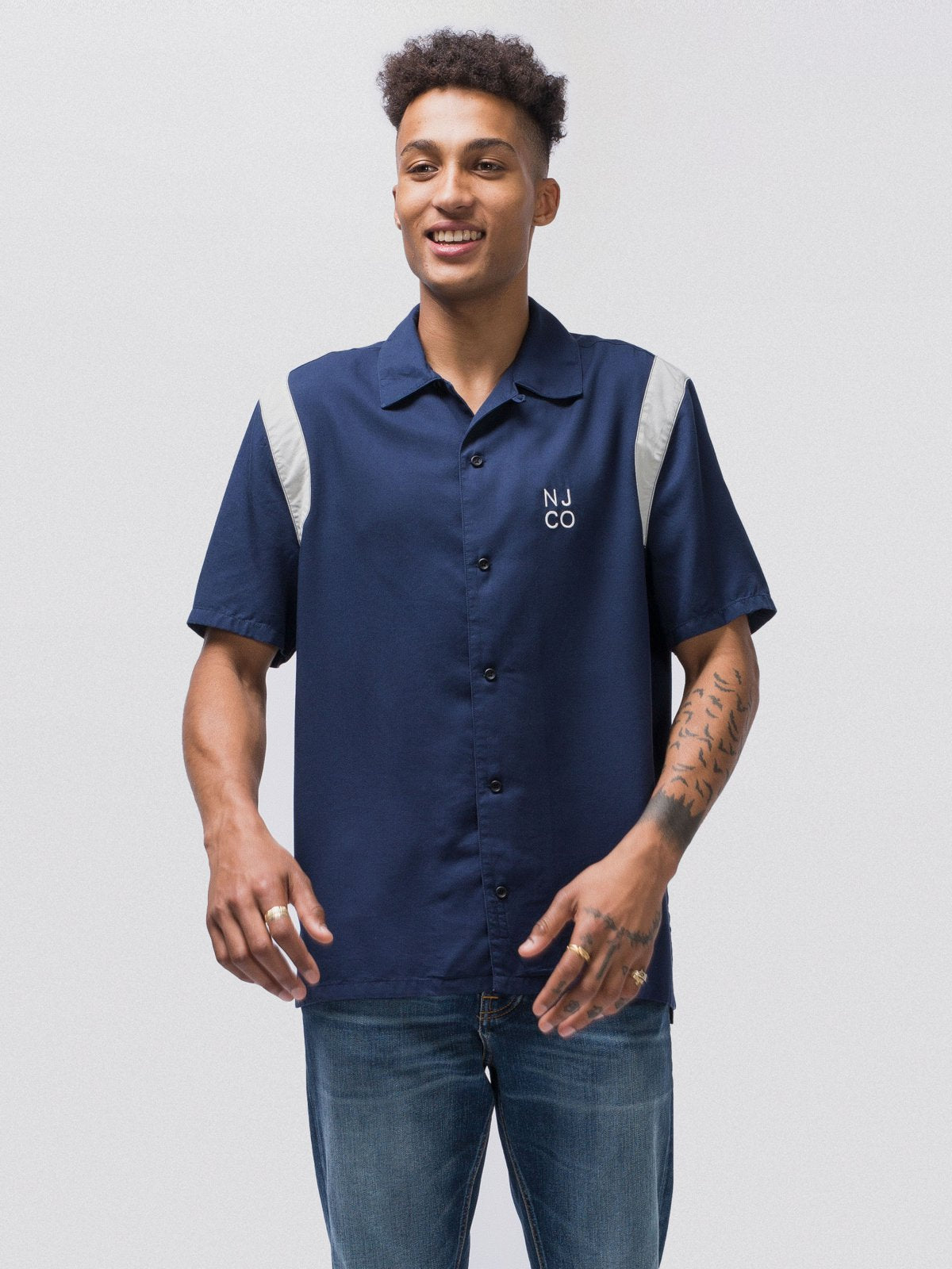 Chemise manches courtes marine en tencel - Jack Bowling