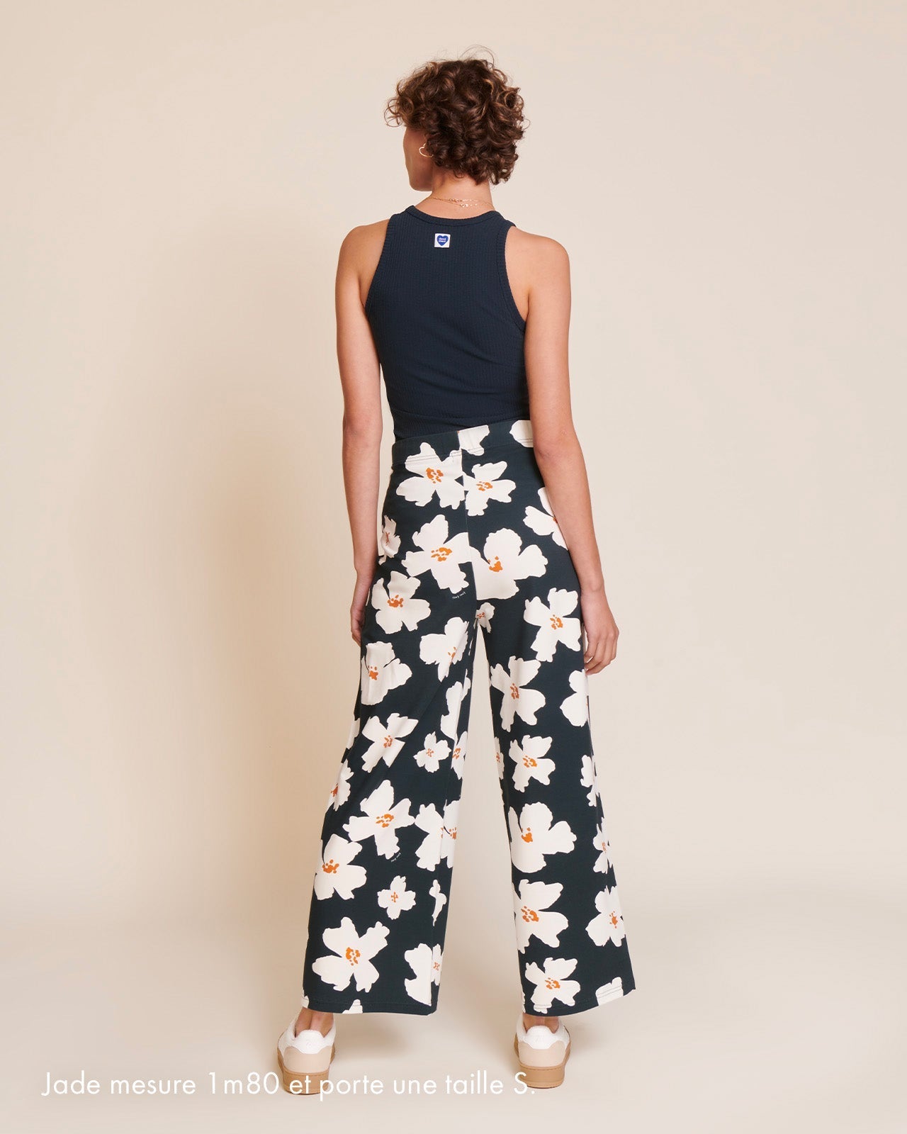 pantalon ample en coton bio | fleuri "pauline - anémones"