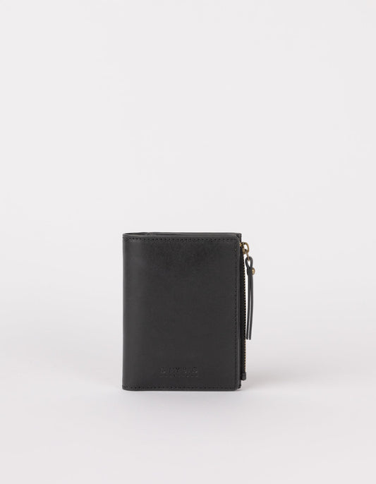 portefeuille en cuir certifié | noir "jamie wallet - black classic leather"