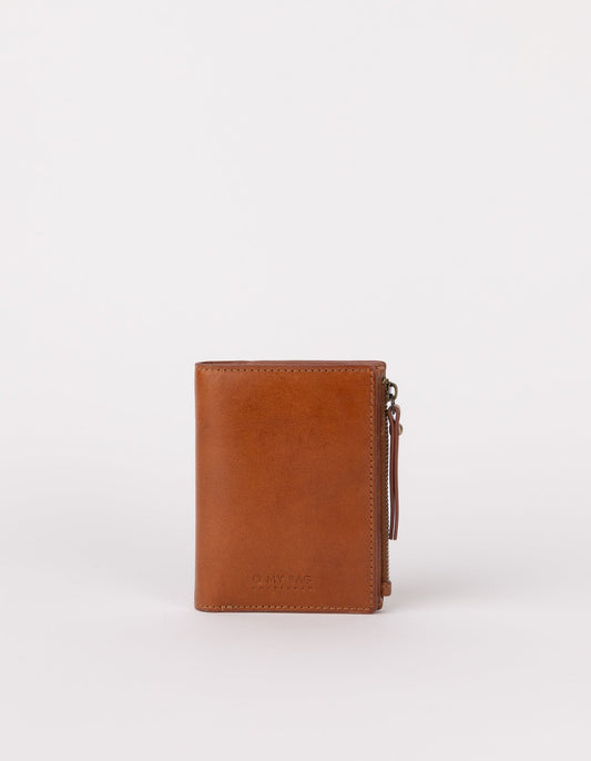 portefeuille en cuir certifié | marron "jamie wallet - cognac classic leather "