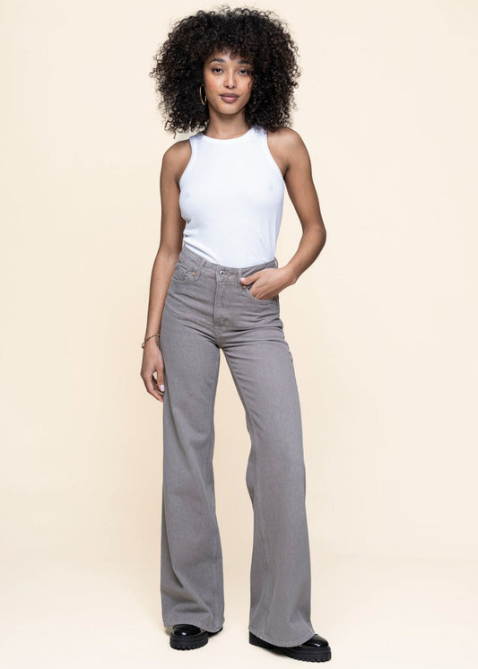 Jean évasé en coton bio | gris "jane - north bungee cord wd"