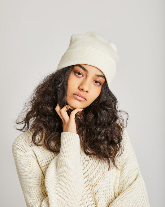 Bonnet blanc cassé en coton bio - brooklyn offwhite