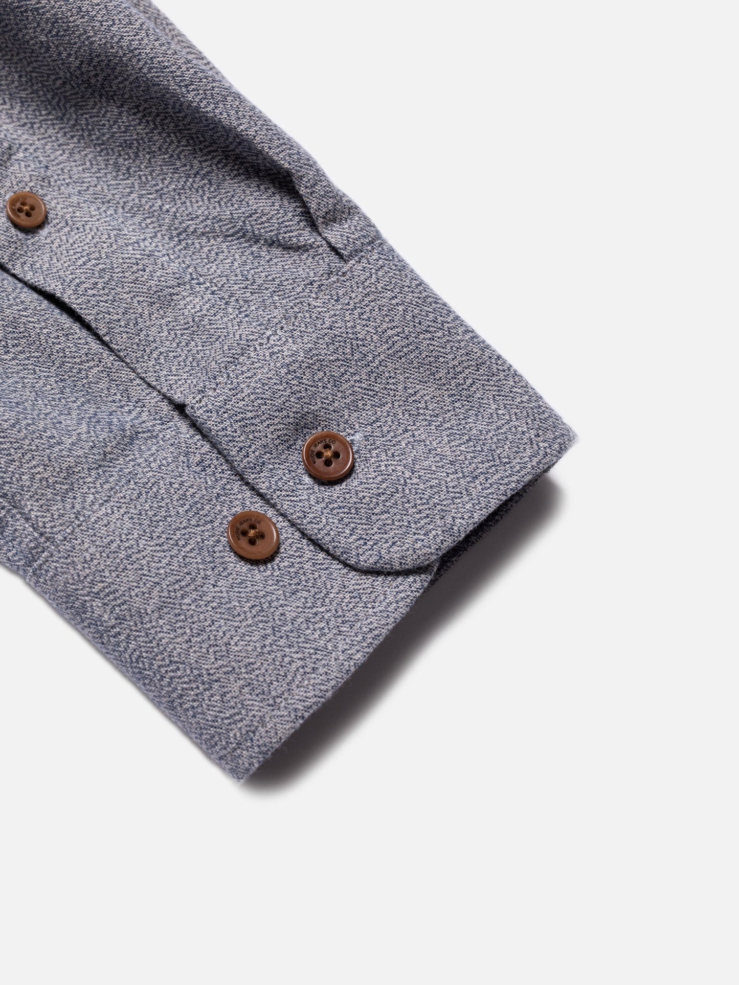 Chemise droite chinée en coton bio | bleu "john button down bluemelange"