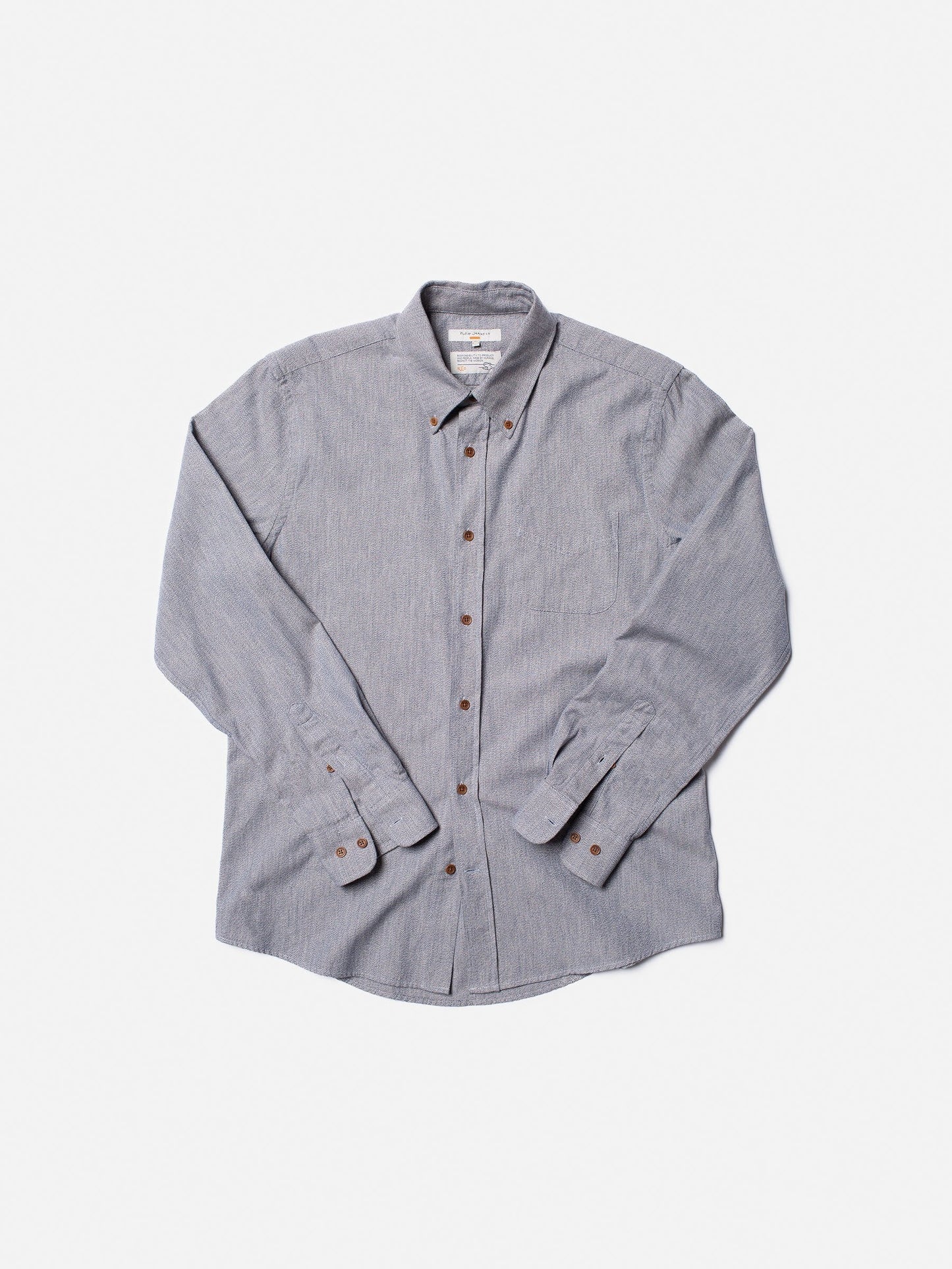 Chemise droite chinée en coton bio | bleu "john button down bluemelange"