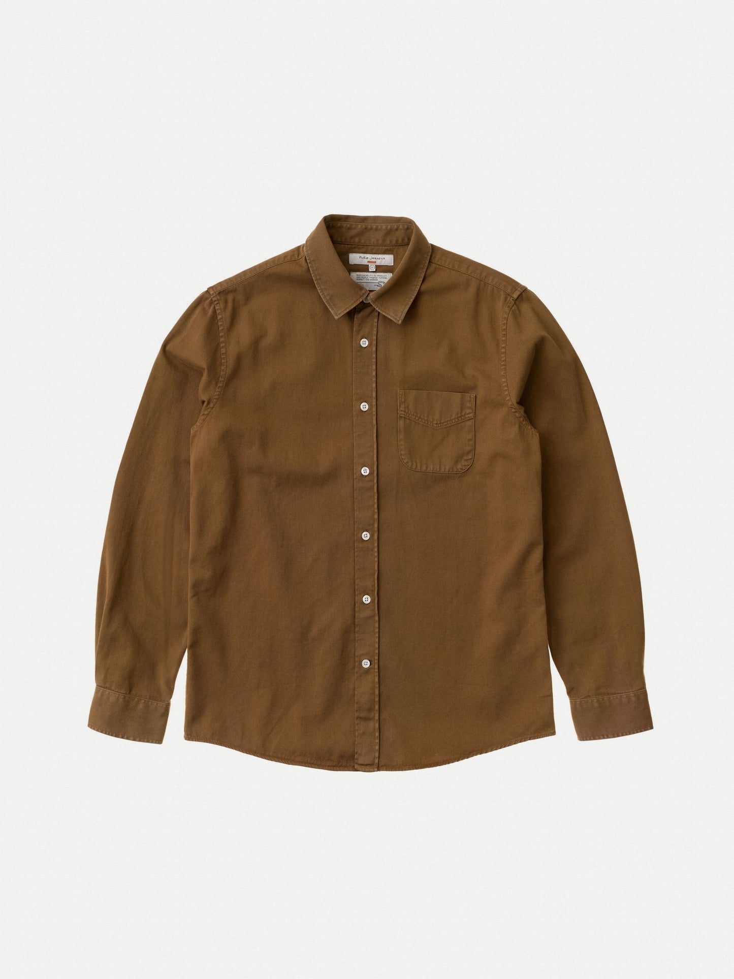 Chemise droite marron en coton bio - john everyday shirt oak