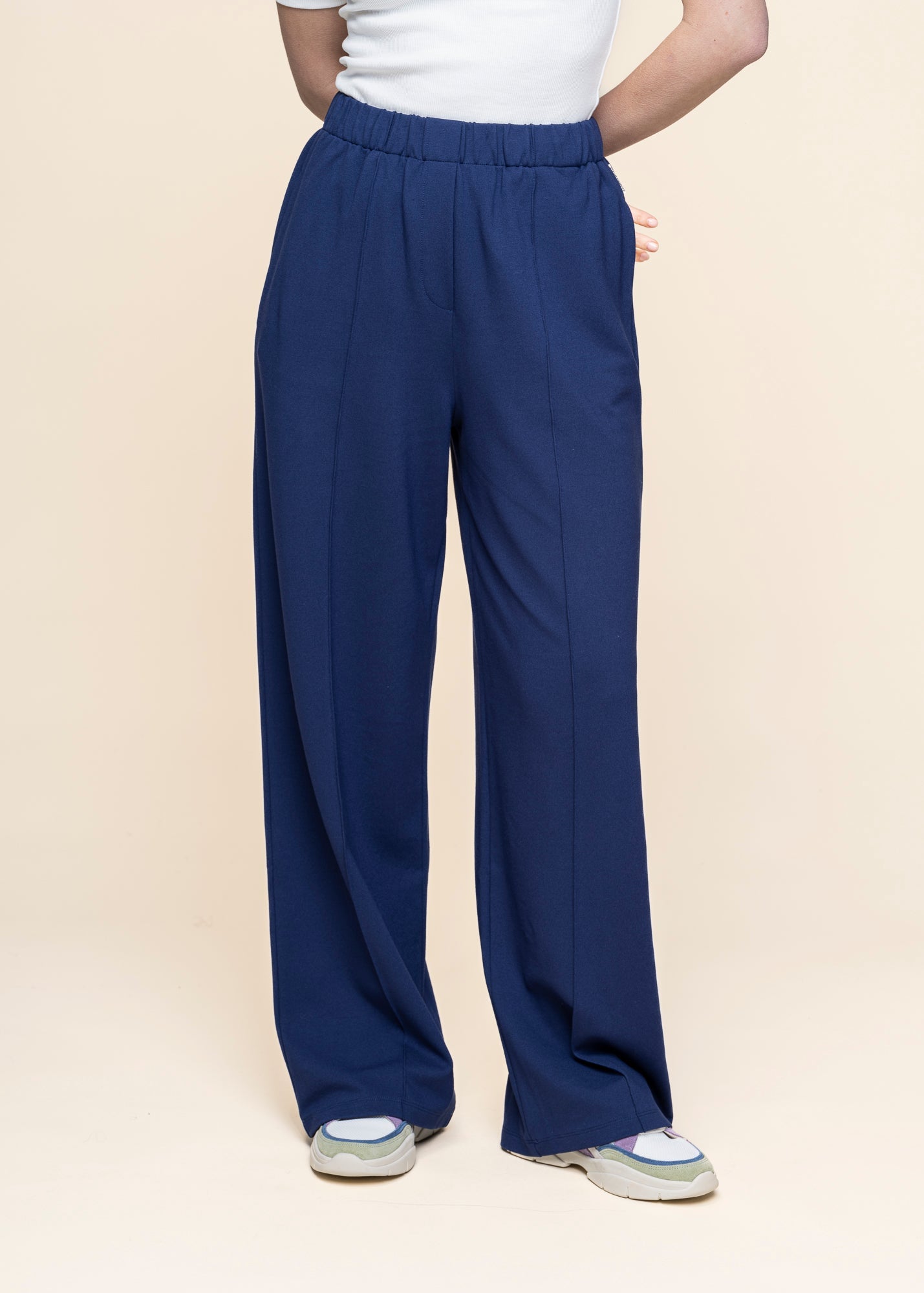 Pantalon ample en ecovero | bleu "jonvaalie punto - blue noon"