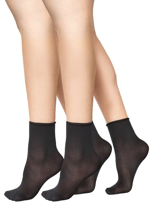 Pack de 2 paires de chaussettes noires 30 deniers en recyclé - Judith