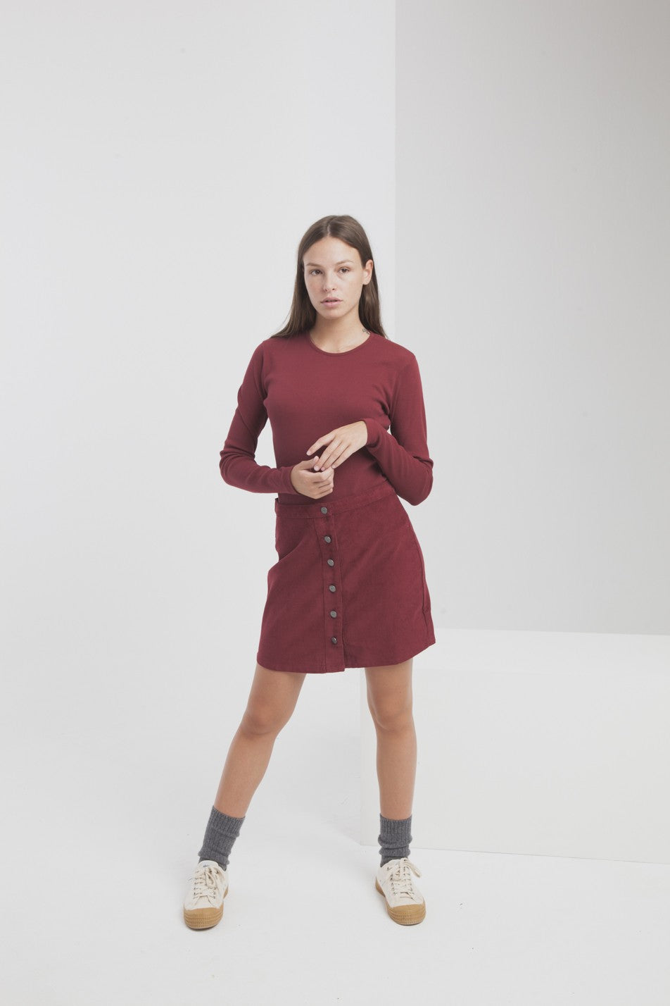 Jupe courte bordeaux coton bio