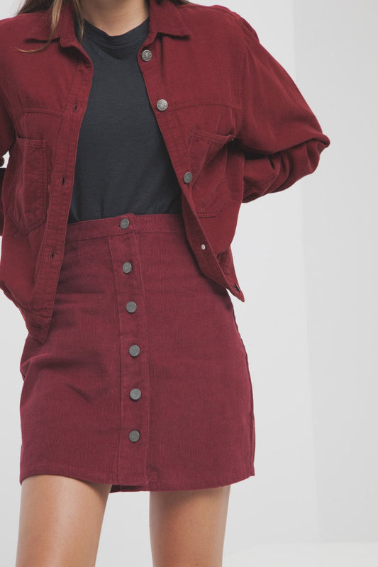 Jupe courte bordeaux coton bio