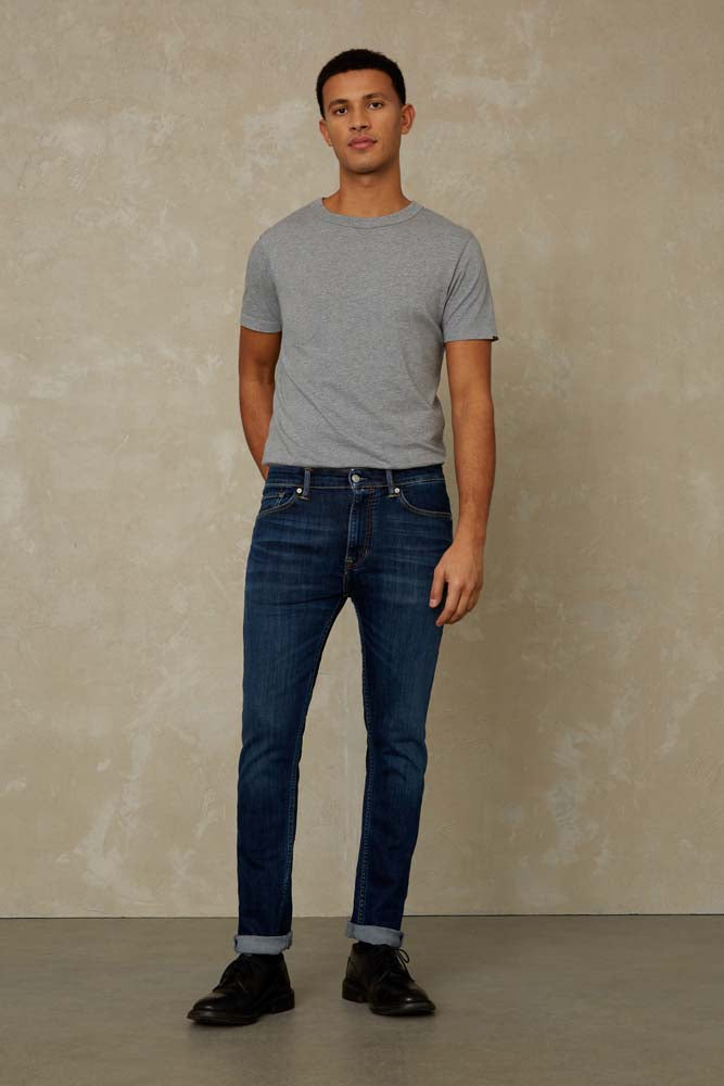 Jean slim en coton bio | Bleu foncé "john clean medium used"