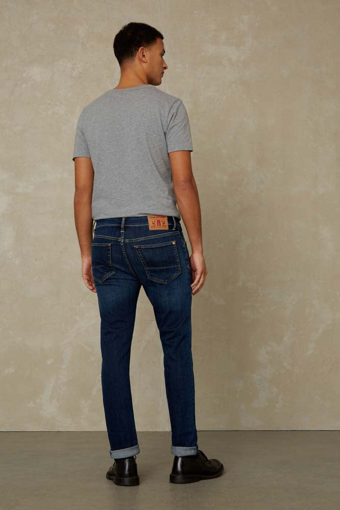 Jean slim en coton bio | Bleu foncé "john clean medium used"