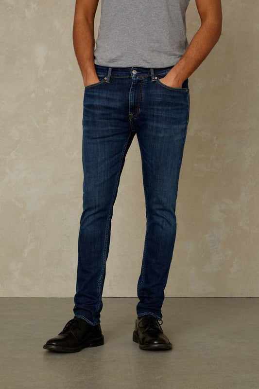 Jean slim en coton bio | Bleu foncé "john clean medium used"