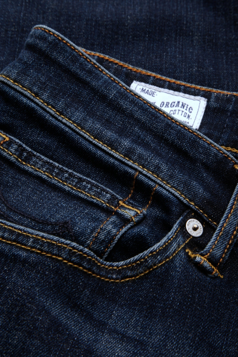 Jean slim en coton bio | Bleu foncé "john clean medium used"