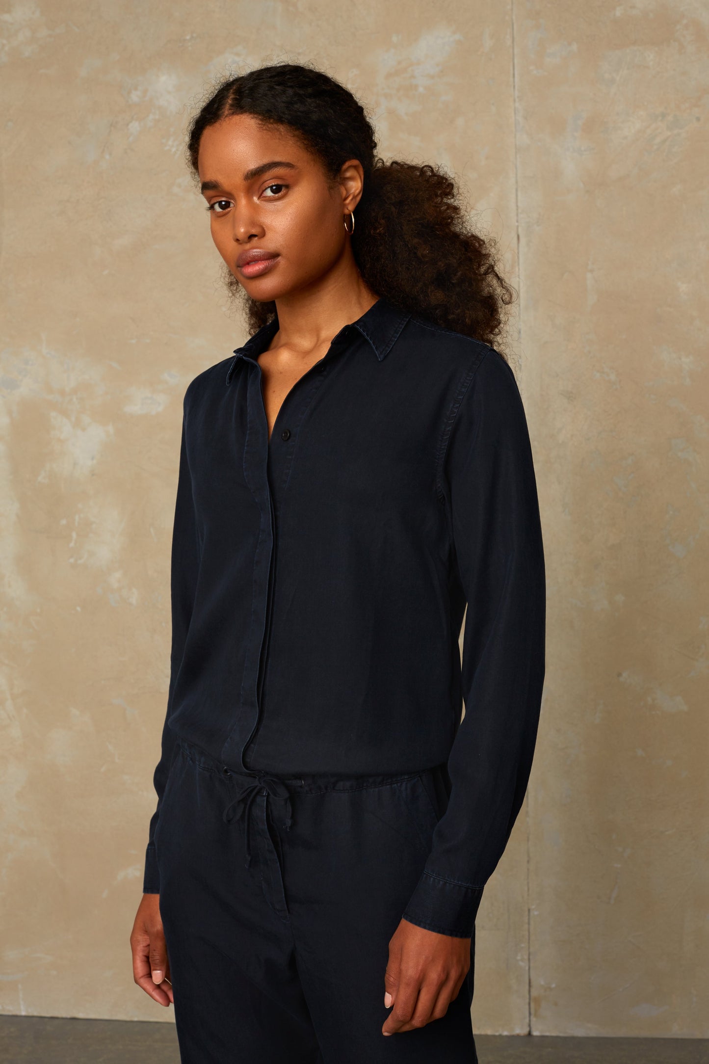 Combinaison en tencel | Marine "stephanie blue black"