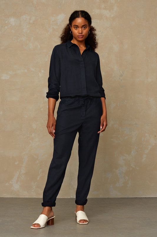 Combinaison en tencel | Marine "stephanie blue black"