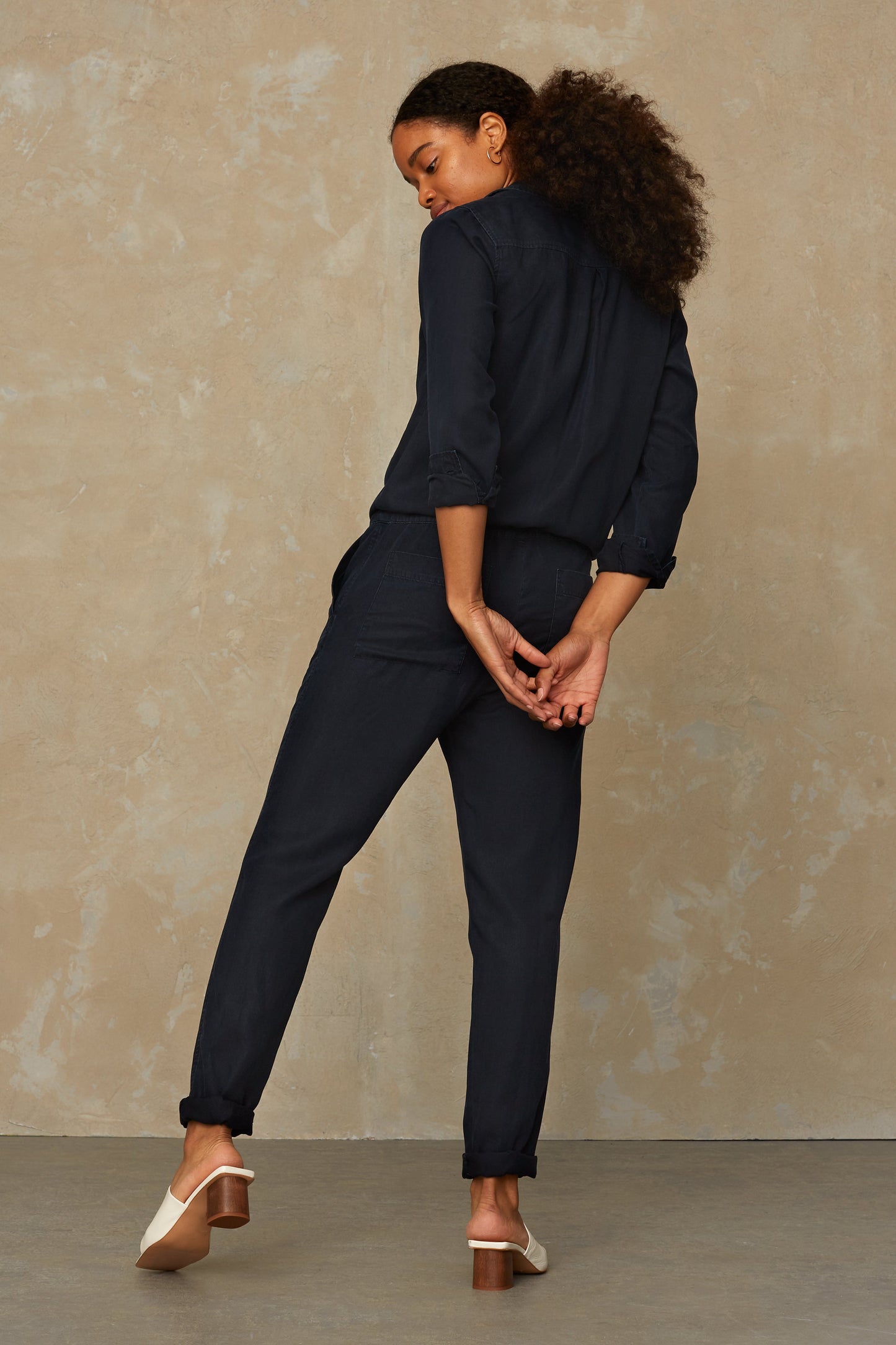 Combinaison en tencel | Marine "stephanie blue black"