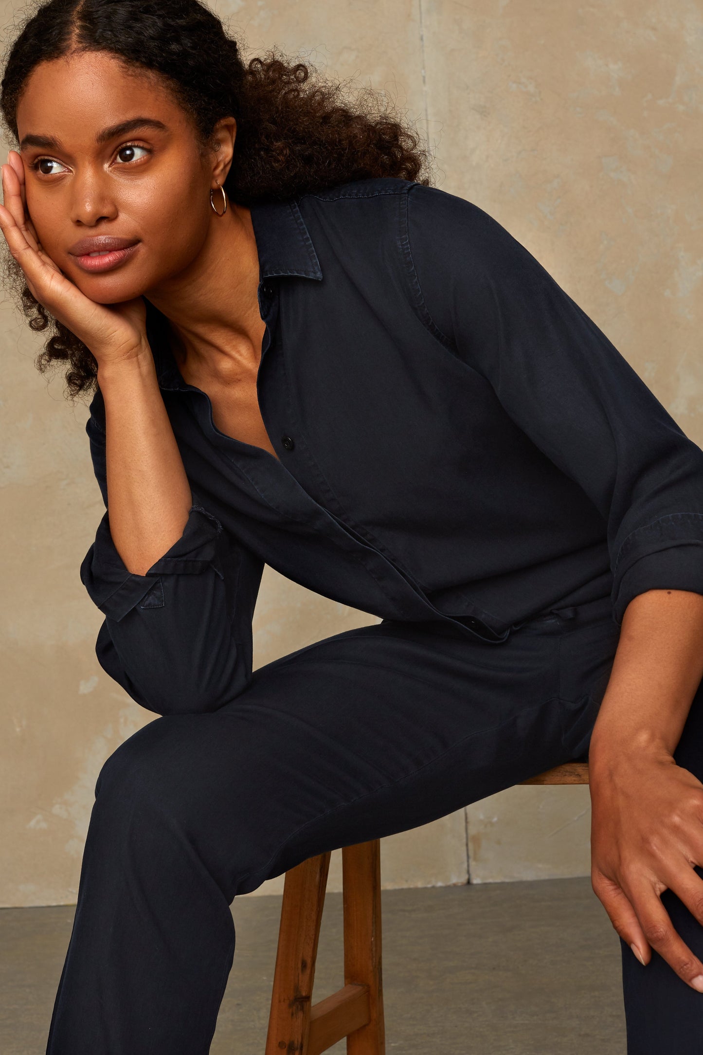 Combinaison en tencel | Marine "stephanie blue black"