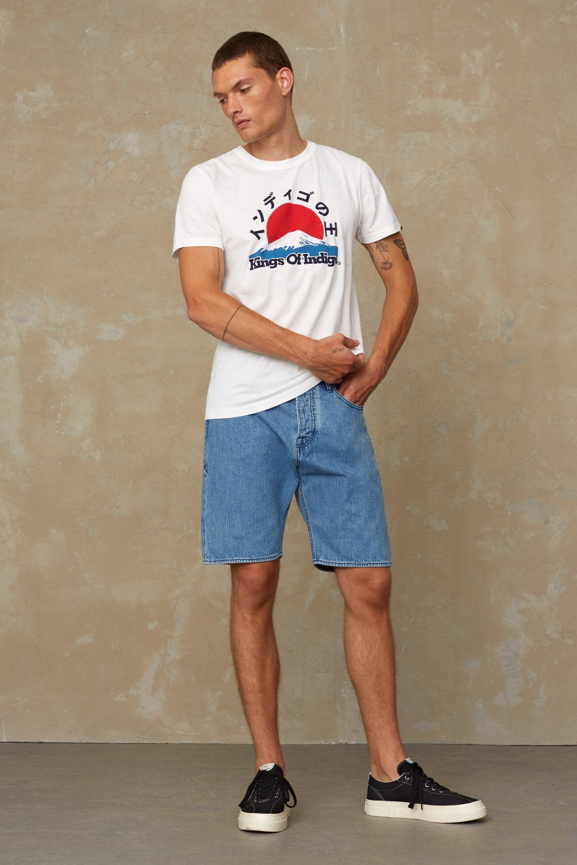 T-shirt blanc à imprimés japonais en coton bio - Darius
