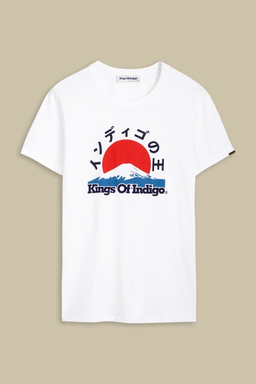 T-shirt blanc à imprimés japonais en coton bio - Darius