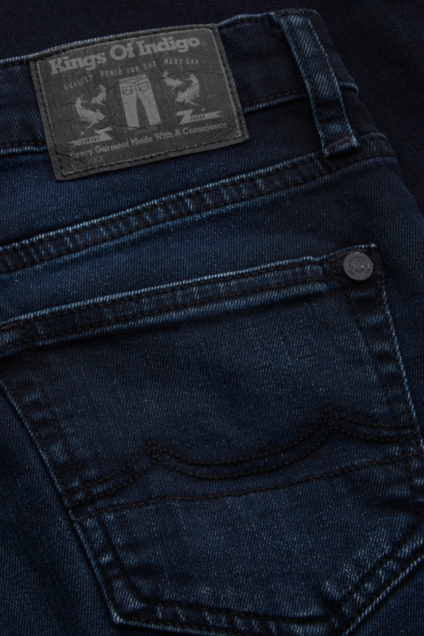 Jean flare bleu foncé en coton bio - marie