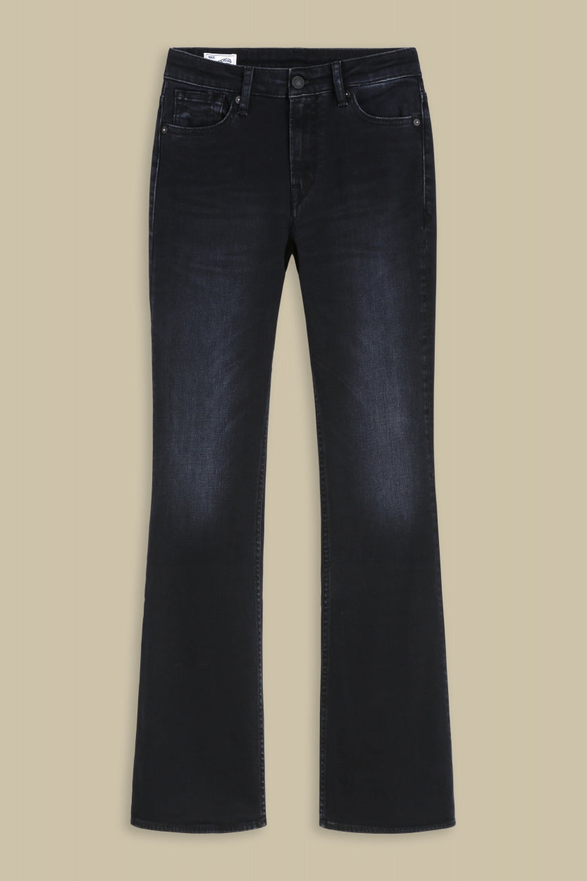 Jean flare bleu foncé en coton bio - marie