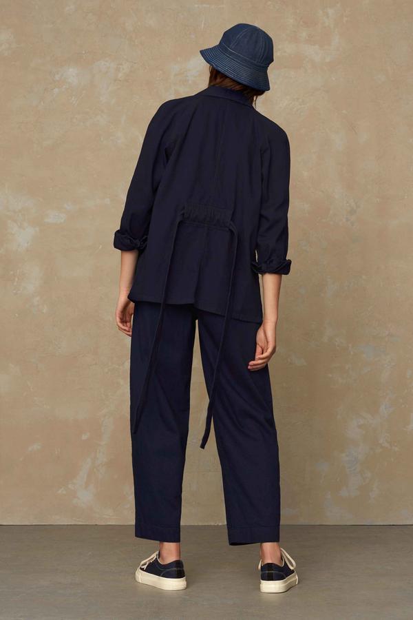 Pantalon évasé marine en coton bio - Leila