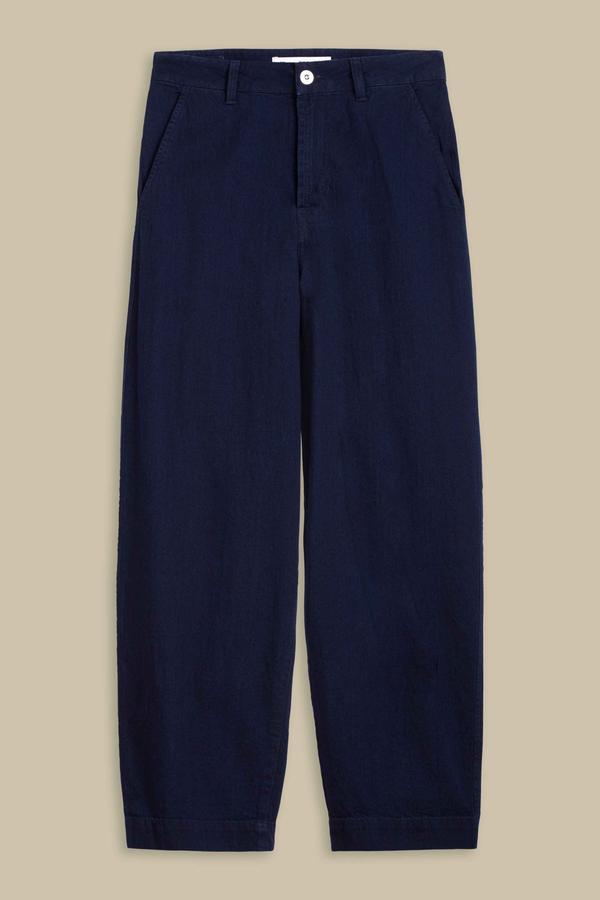 Pantalon évasé marine en coton bio - Leila
