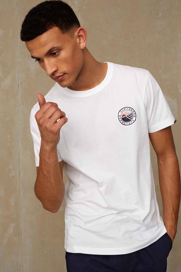 T-shirt blanc à écusson en coton bio - Darius