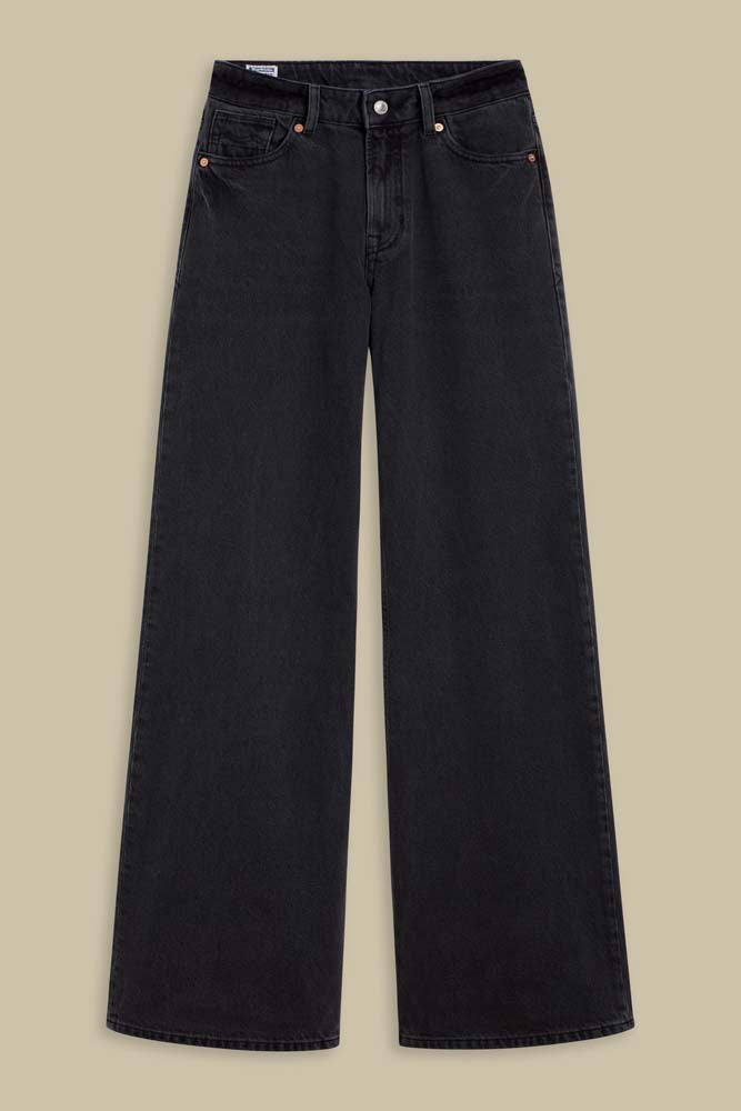 Jean ample en coton recyclé | noir "jane - eco recycled grey worn"