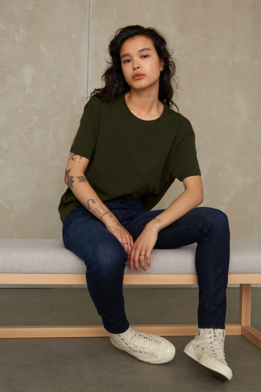 T-shirt évasé vert sapin - amabel