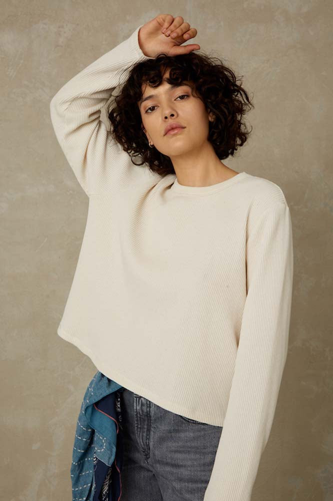 Pull léger en matières recyclées | Écru "jessamine off white"