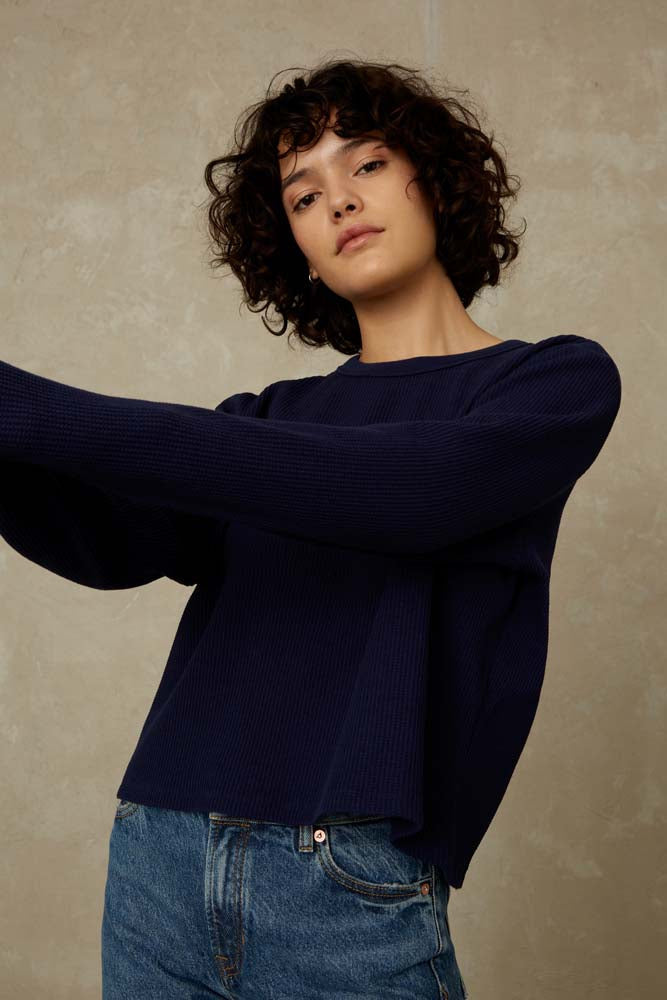 Pull léger en matières recyclées | Marine "jessamine navy"