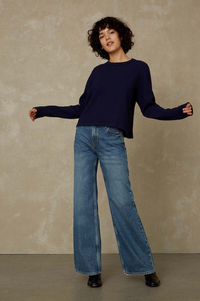 Pull léger en matières recyclées | Marine "jessamine navy"