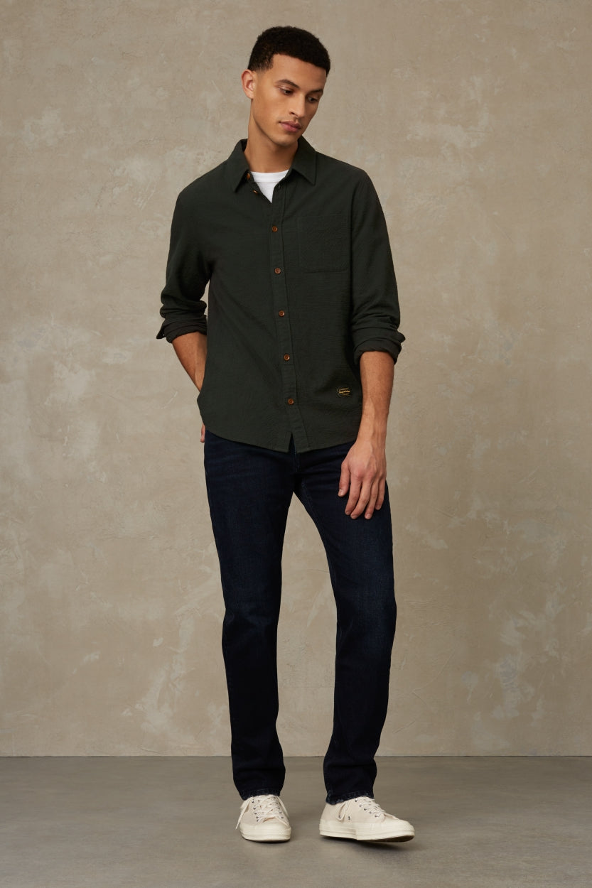 Chemise verte en coton bio - ENDA POCKET