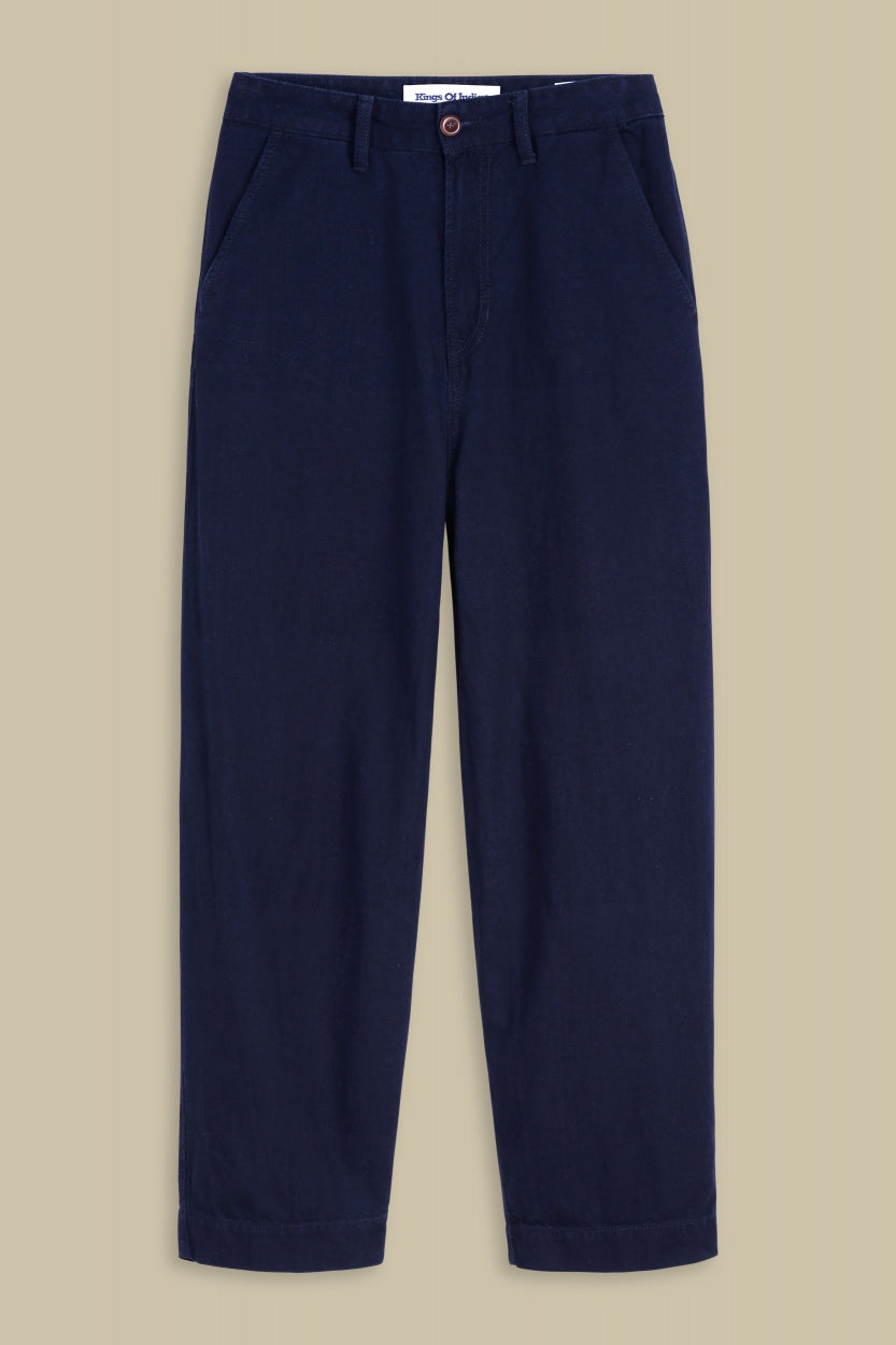 Pantalon ample marine - leila indigo crinkle