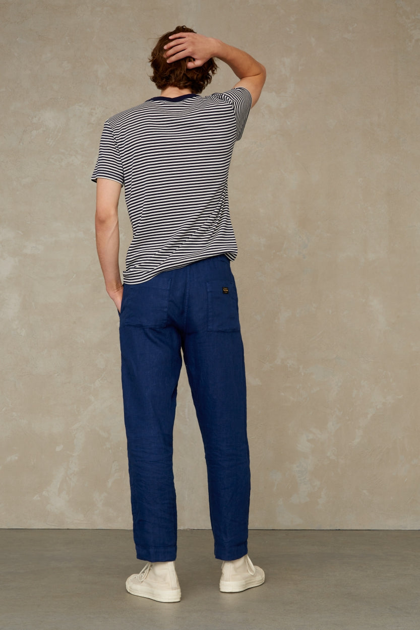 Pantalon ample marine en lin - martin