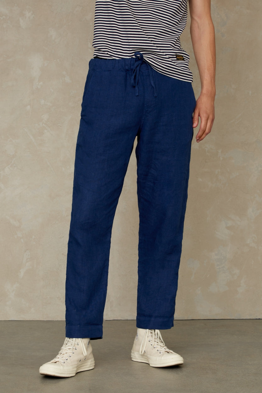 Pantalon ample marine en lin - martin