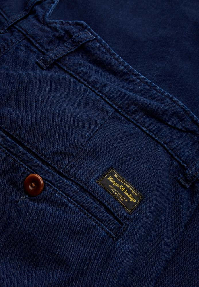 Pantalon ample marine en coton bio - bolivar indigo crinkle
