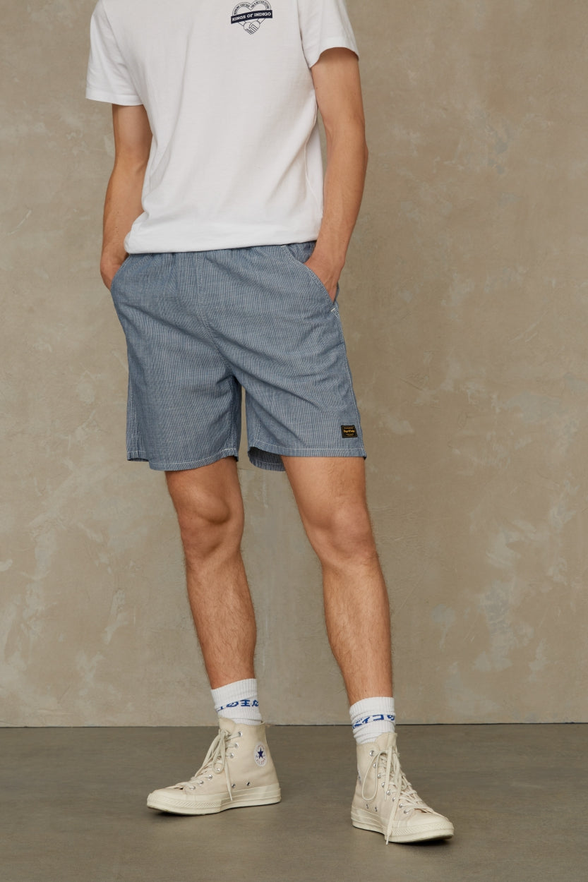 Short rayé blanc et bleu en coton bio - bidatsu