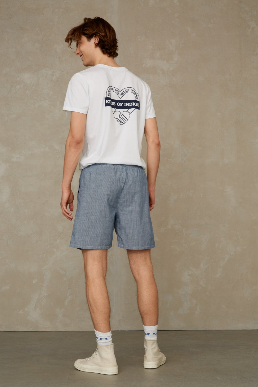 Short rayé blanc et bleu en coton bio - bidatsu