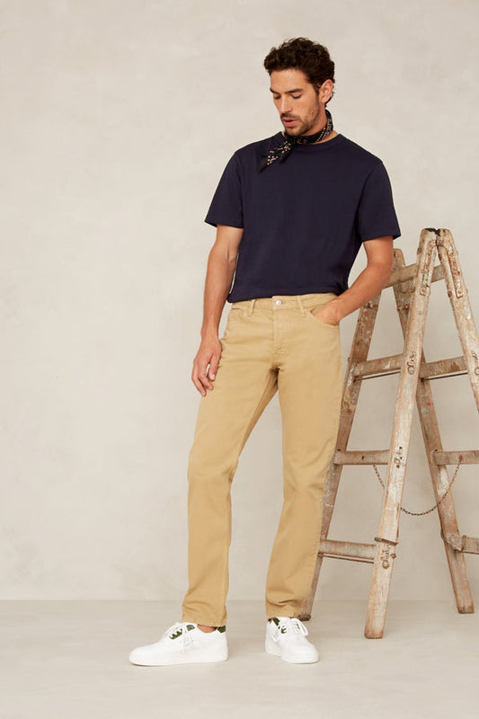 Jean droit en coton recyclé | beige "silvio holo beige"
