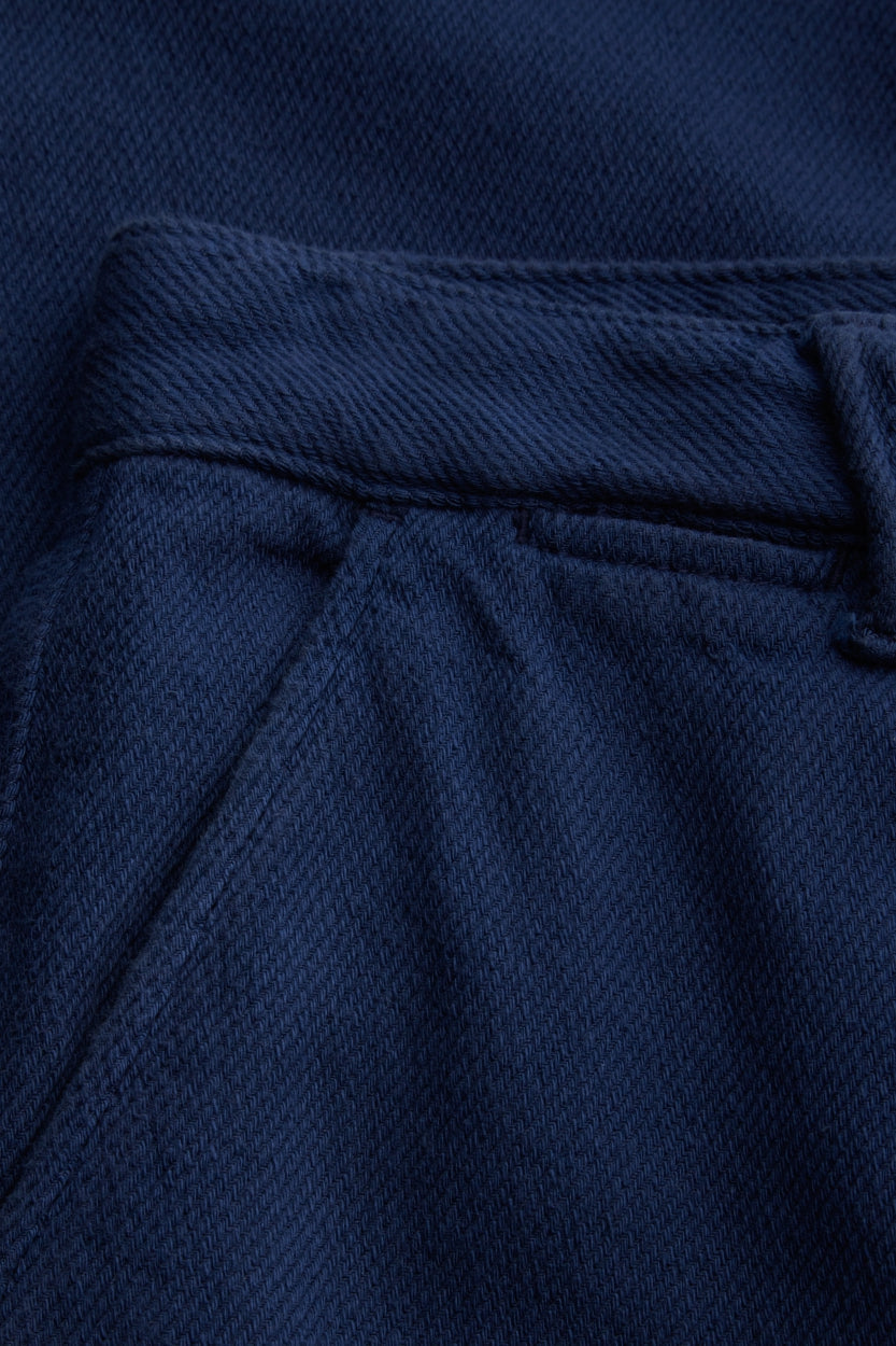 Pantalon ample en coton bio et tencel | marine "daria cropped worker blue"
